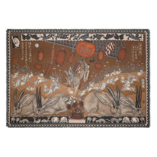 Sabina Savage Floating Rabbits Silk Twill Rectangle Scarf Timeless Martha's Vineyard 