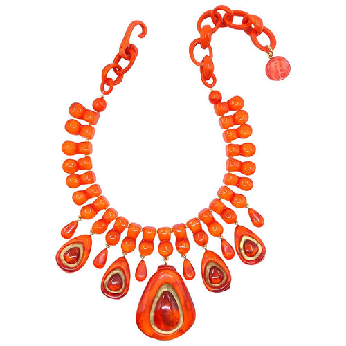 Dominique Denaive Laurette Bubble Gold Orange Necklace Timeless Martha's Vineyard 