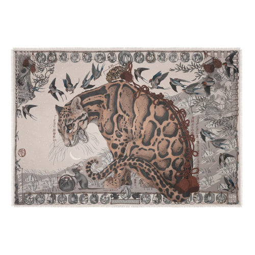 Sabina Savage Lunar Leopard Silk Twill Rectangle Scarf Timeless Martha's Vineyard 