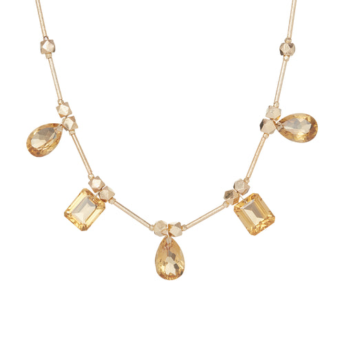 5 Octobre Gold Topaz Cushion Cut Necklace 