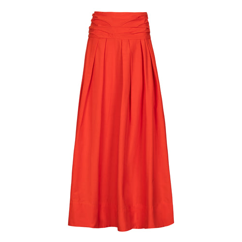 Natan Orange Carrie Pleated Cotton Maxi Skirt Timeless Martha's Vineyard 