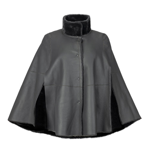 Suprema Reversible Shearling Cape - Fango Timeless Martha's Vineyard