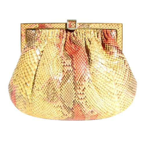 Parri's Florence Italy Petite Python Bag Salmon + Ivory