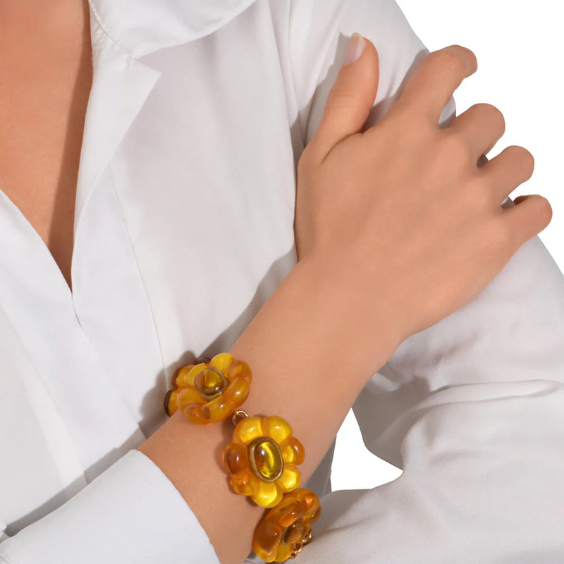 Dominique Denaive Multi Green Daphne Bubble Floral Bracelet Timeless Martha's Vineyard 