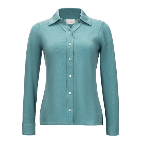 Douxdimanche Calin Cashmere Button Down - Shearwater Blue Timeless Martha's Vineyard