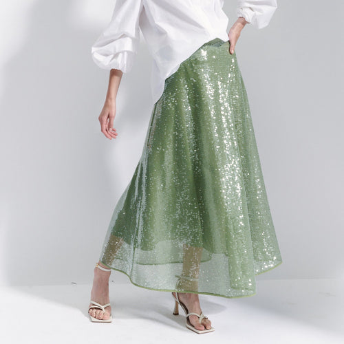 
Natan Cirque Pale Green Sequins Ankle Skirt Timeless Martha's Vineyard 
