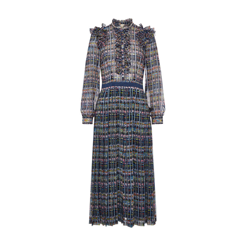 Maison Common Printed Colorful Plaid Maxi Dress Timeless Martha's Vineyard