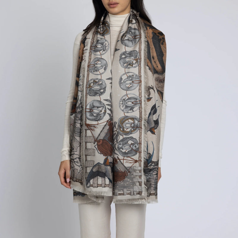 Sabina Savage Lunar Leopard Silk Twill Rectangle Scarf Timeless Martha's Vineyard 