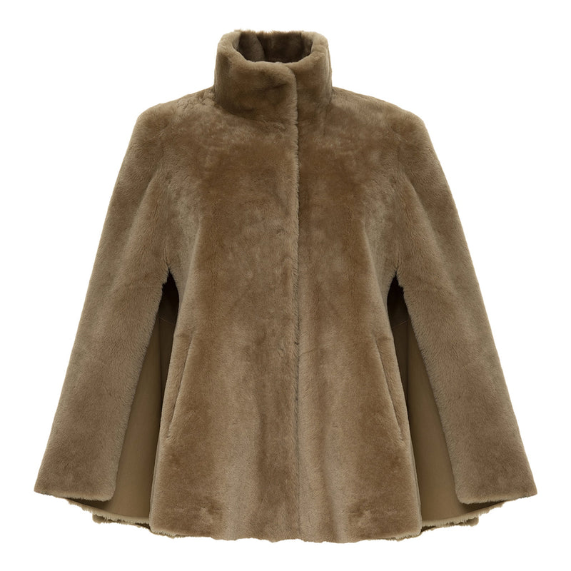 Suprema Reversible Shearling Cape - Camel Timeless Martha's Vineyard