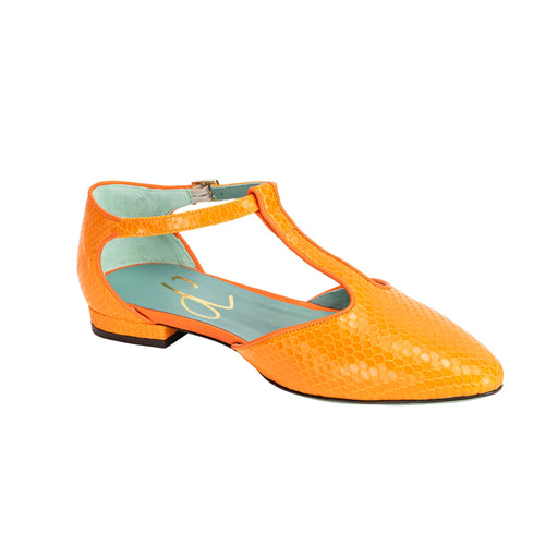  Paola D'arcano Ballet Flat - Orange Snake Timeless Marthas Vineyard