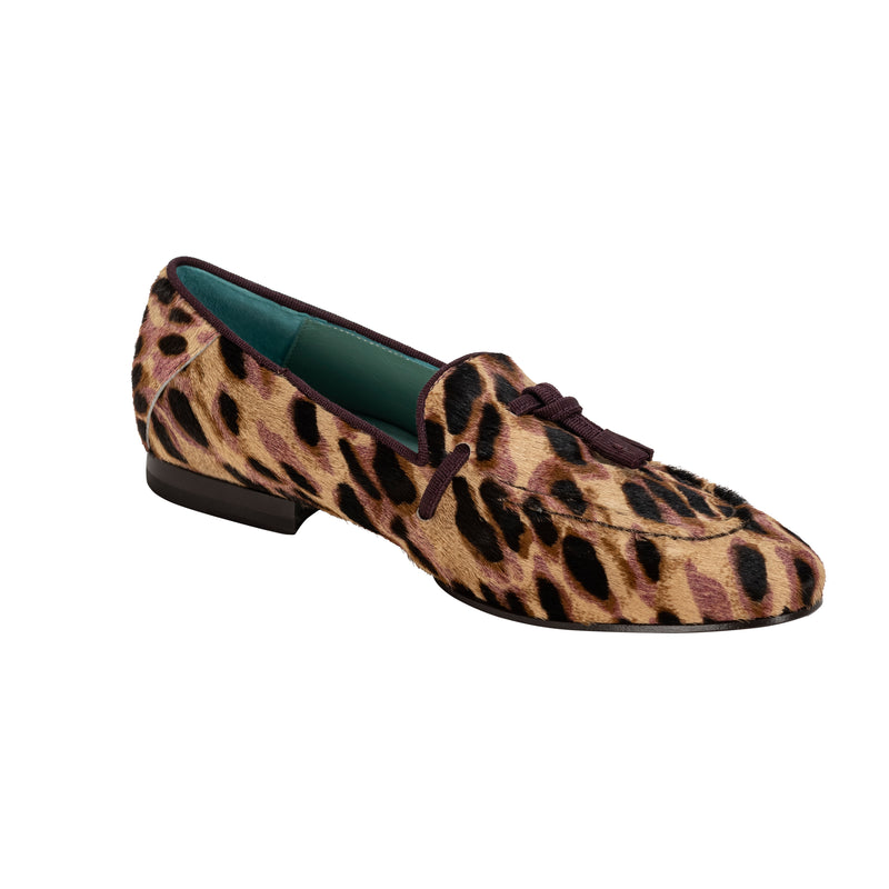Leopard Pony Loafer with Grosgrain Accent