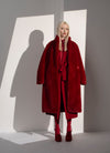 Faux Fur Double Breasted Jacket - Cherry Red
