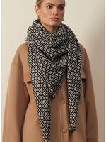 The Tile Square Scarf - Black and White