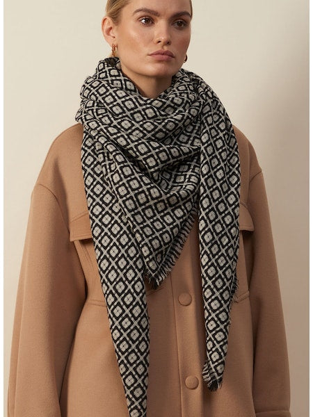 The Tile Square Scarf - Black and White