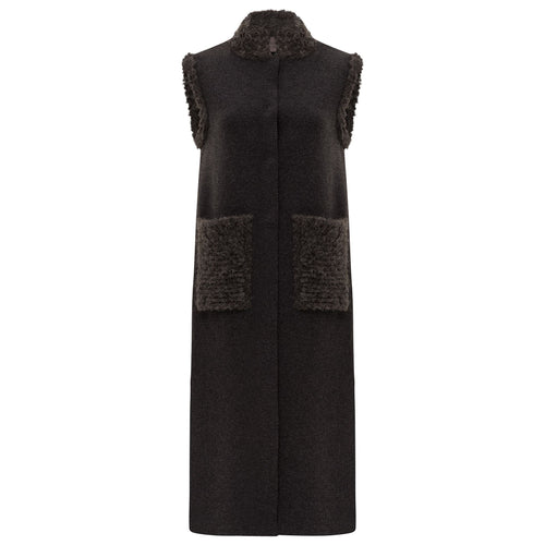 D. Exterior Stand Collar Midi Vest Timeless Martha's Vineyard